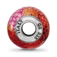 Sterling Silver Reflections Italian Pink & Orange Python Glass Bead view 2