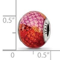 Sterling Silver Reflections Italian Pink & Orange Python Glass Bead view 5