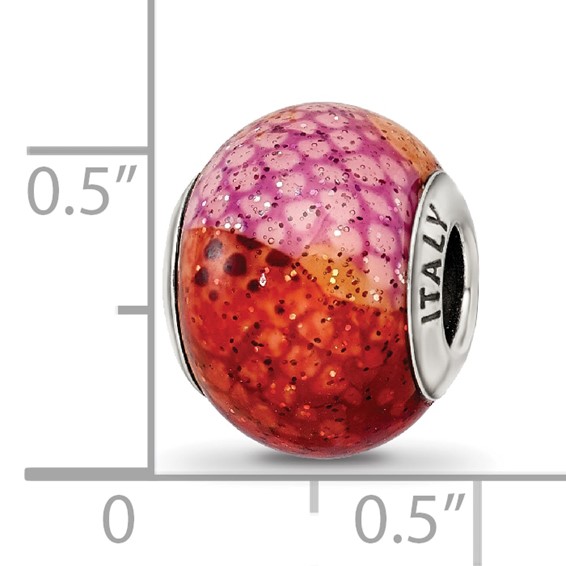 Sterling Silver Reflections Italian Pink & Orange Python Glass Bead