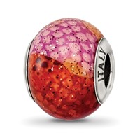 Sterling Silver Reflections Italian Pink & Orange Python Glass Bead view 1