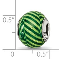 Sterling Silver Reflections Italian Green Stripes with Glitter Glass Bead view 5