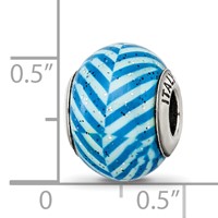 Sterling Silver Reflections Italian Blue Stripes with Glitter Glass Bead view 5