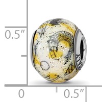 Sterling Silver Reflections Italian Decorative Yellow & White Glass Bead view 5
