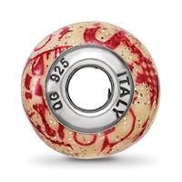 Sterling Silver Reflections Italian Decorative Red Glass Bead view 2