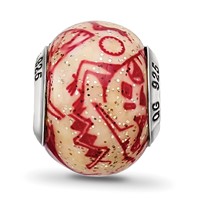 Sterling Silver Reflections Italian Decorative Red Glass Bead view 3