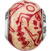Sterling Silver Reflections Italian Decorative Red Glass Bead view 4