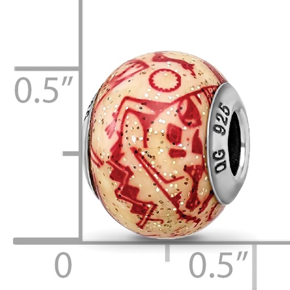 Sterling Silver Reflections Italian Decorative Red Glass Bead