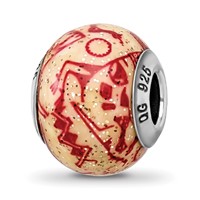 Sterling Silver Reflections Italian Decorative Red Glass Bead view 1