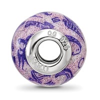 Sterling Silver Reflections Italian Decorative Purple Glass Bead view 2