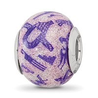 Sterling Silver Reflections Italian Decorative Purple Glass Bead view 5