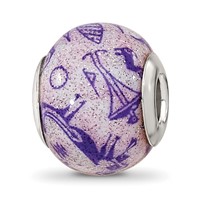 Sterling Silver Reflections Italian Decorative Purple Glass Bead view 1