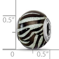 Sterling Silver Reflections Italian Black & White Stripes Glass Bead view 5