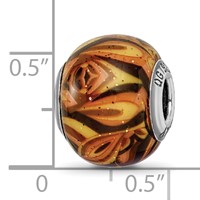 Sterling Silver Reflections Italian Decorative Orange Glass Bead view 5