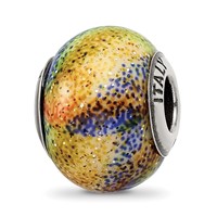 Sterling Silver Reflections Italian Blue & Orange & Green Glass Bead view 1