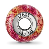 Sterling Silver Reflections Italian Fuschia & Yellow Glass Bead view 2