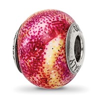 Sterling Silver Reflections Italian Fuschia & Yellow Glass Bead view 1