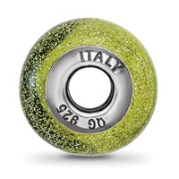 Sterling Silver Reflections Italian Light Green with Silver Glitter Glass Bead view 2