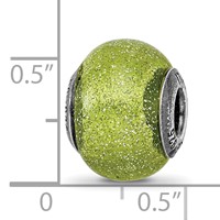 Sterling Silver Reflections Italian Light Green with Silver Glitter Glass Bead view 5