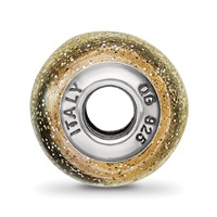 Sterling Silver Reflections Italian Dark Yellow with Glitter Glass Bead view 2
