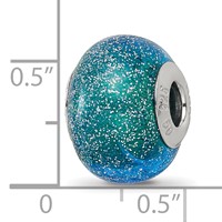 Sterling Silver Reflections Italian Blue & Teal with Silver Glitter Glass Bead view 5