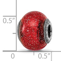 Sterling Silver Reflections Italian Red with Silver Glitter Glass Bead view 5