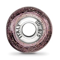 Sterling Silver Reflections Italian Pink Glitter Glass Bead view 2