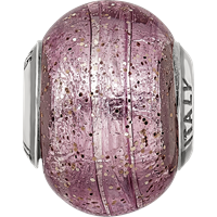 Sterling Silver Reflections Italian Pink Glitter Glass Bead view 4