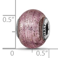 Sterling Silver Reflections Italian Pink Glitter Glass Bead view 5