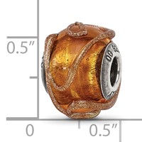Sterling Silver Reflections Italian Brown with Textured Lines Glass Bead view 5