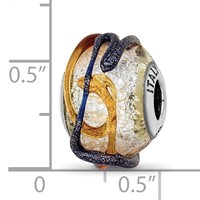 Sterling Silver Reflections Italian Silver Blue Brown Textured Glass Bead view 5
