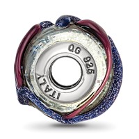 Sterling Silver Reflections Italian Silver Purple Textured Glass Bead view 2