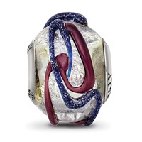 Sterling Silver Reflections Italian Silver Purple Textured Glass Bead view 3