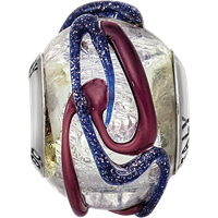 Sterling Silver Reflections Italian Silver Purple Textured Glass Bead view 4