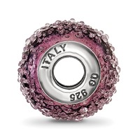 Sterling Silver Reflections Italian Light Purple Textured Glass Bead view 2