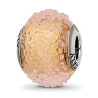 Sterling Silver Reflections Italian Yellow Textured Glass Bead view 1