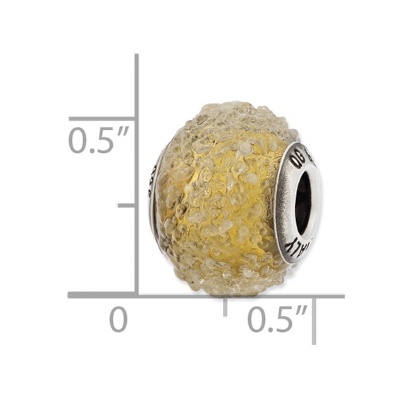Sterling Silver Reflections Italian Olive Textured Glass Bead