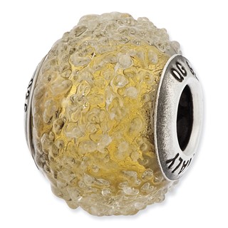 Sterling Silver Reflections Italian Olive Textured Glass Bead