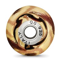 Sterling Silver Reflections Yellow Black Italian Murano Glass Bead view 2