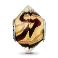Sterling Silver Reflections Yellow Black Italian Murano Glass Bead view 5