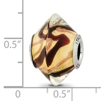 Sterling Silver Reflections Yellow Black Italian Murano Glass Bead view 4
