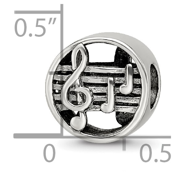 Sterling Silver Reflections Music Notes & Staff Bead