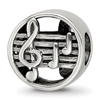 Sterling Silver Reflections Music Notes & Staff Bead view 1