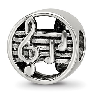 Sterling Silver Reflections Music Notes & Staff Bead