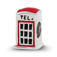 Sterling Silver Reflections Enameled Telephone Booth Bead view 1