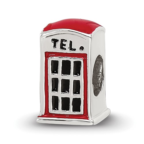 Sterling Silver Reflections Enameled Telephone Booth Bead