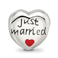Sterling Silver Reflections Enameled Just Married Heart Bead view 4