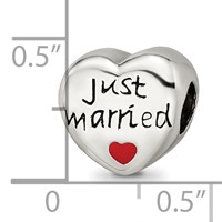 Sterling Silver Reflections Enameled Just Married Heart Bead view 3