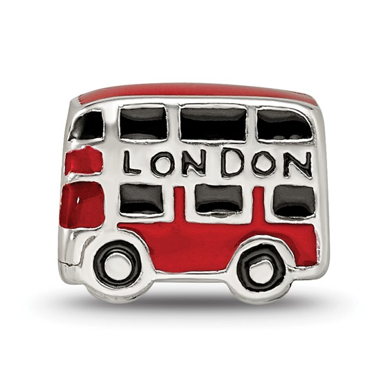 Sterling Silver Reflections Enamel London Double Decker Bus Bead