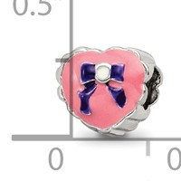Sterling Silver Reflections Kids Enameled Heart with Bow Bead view 3