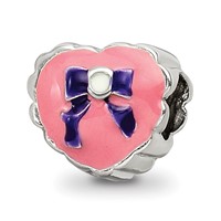 Sterling Silver Reflections Kids Enameled Heart with Bow Bead view 1